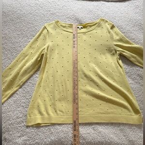 Talbots Yellow Stitched Polka Dot Sweater